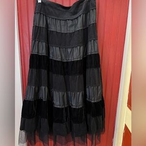 NWT Appraisal Elegant Black Tiered Boho Goth Skirt 6